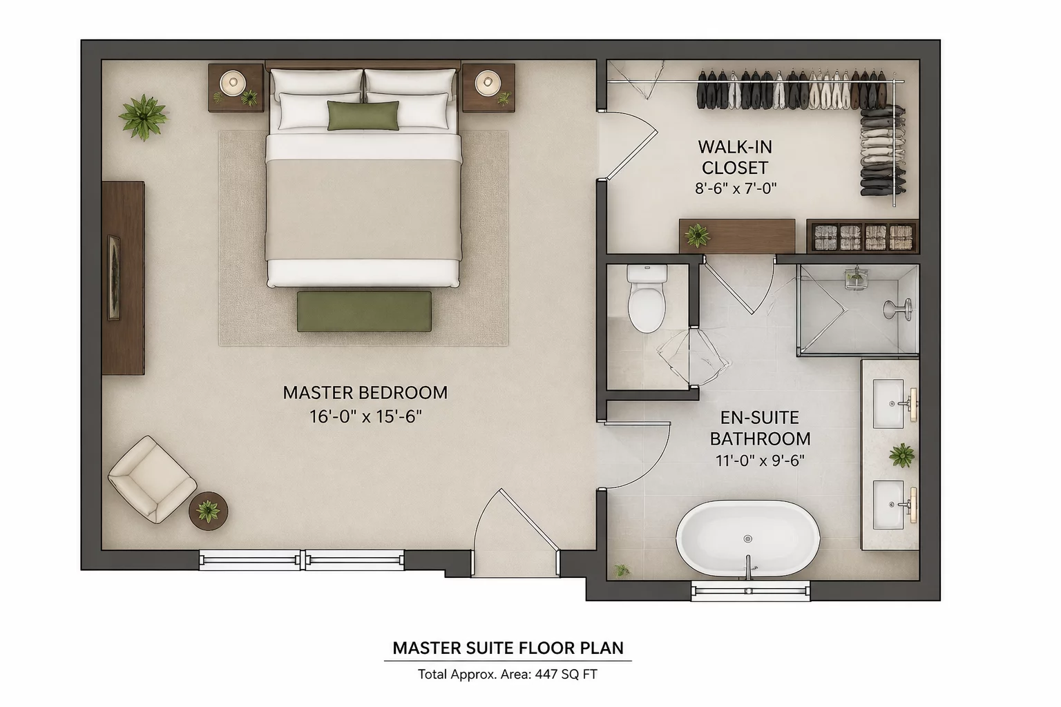 Master Suite Space Allocation Layout Diagram