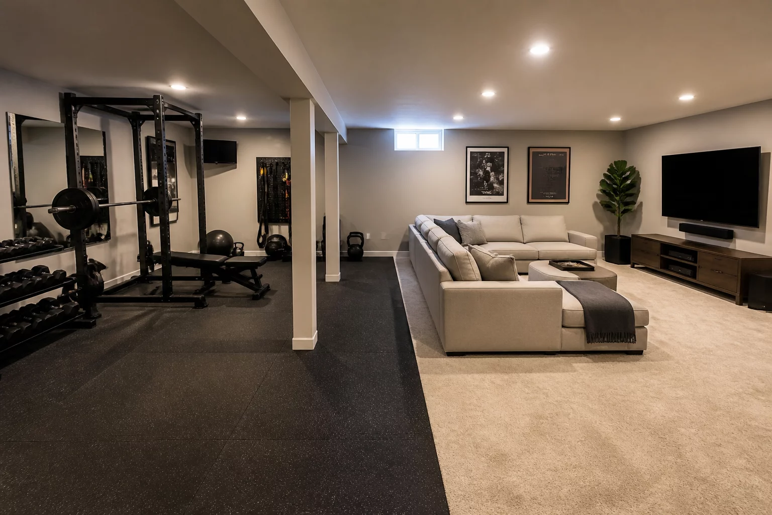 Multi-purpose Basement Designs Layout Diagram