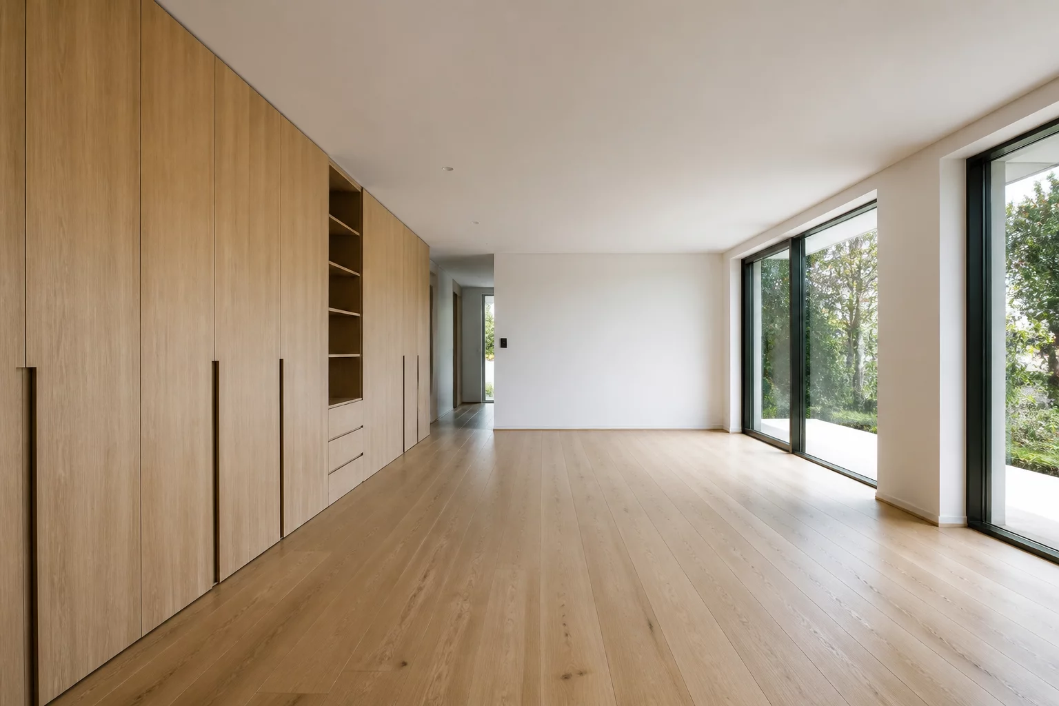 Minimalist room balancing storage and open space
