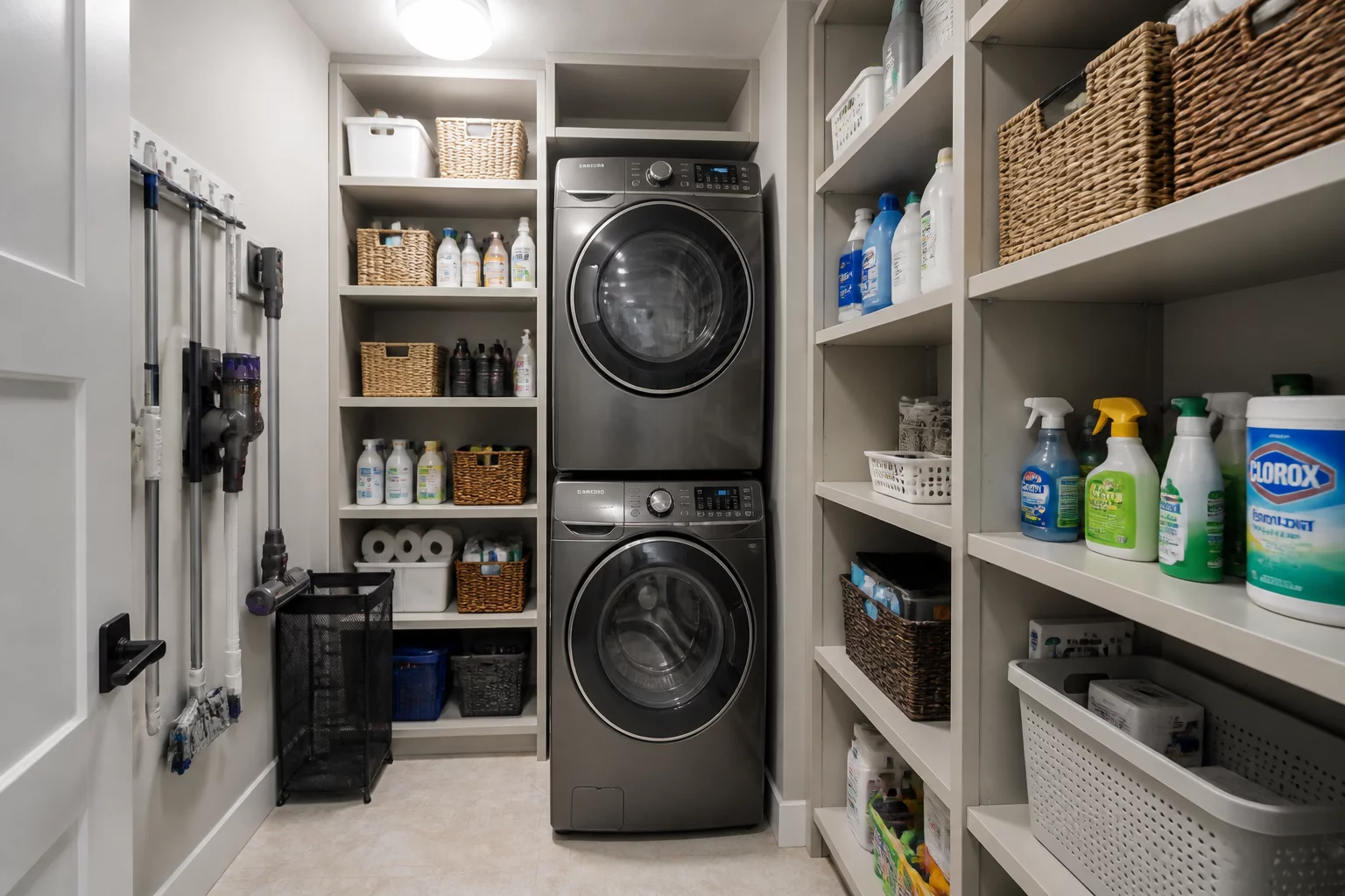 Efficient utility and laundry room layout